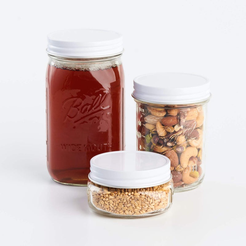 AllSpice Rust-Proof Wide Mouth Aluminum Metal Mason Jar Lids Leak-Proof 12-Pack (White) - Image 3